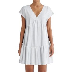 Womens Time & Tru light blue seersucker baby doll summer dress new‎ L